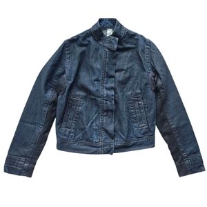 NEW (Defect) Rare 2000s Slab By Rick Owens Racer High Collar Waxed Denim Jacket